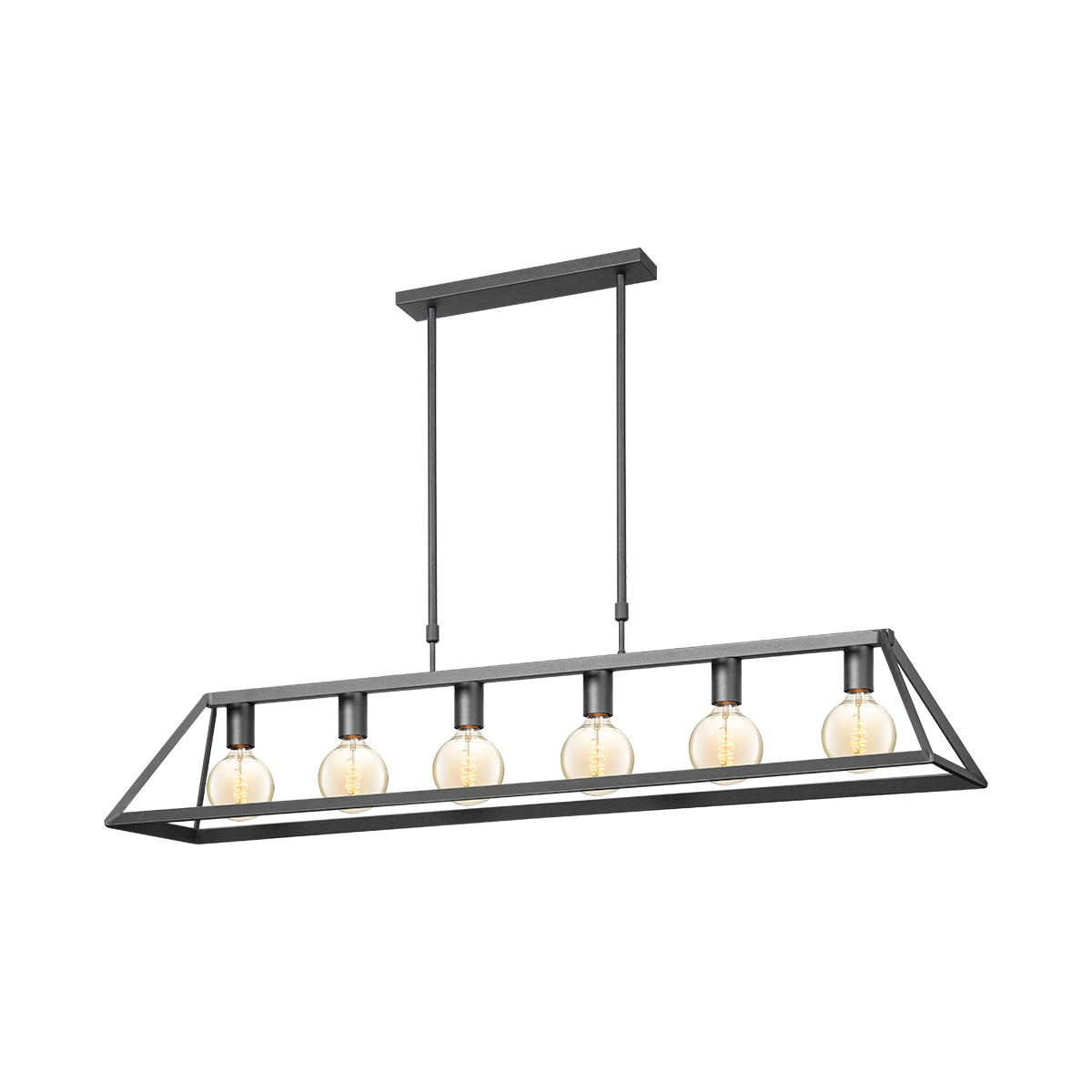 Tangla lighting - TLP7070-06SB - LED Pendant lamp 6 Lights - metal - sand black - pole pyramids - E27