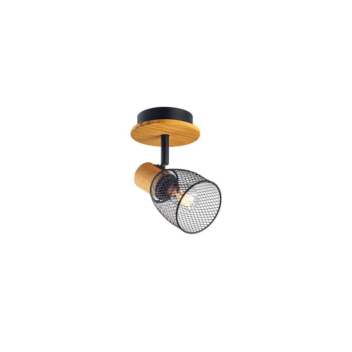 Tangla lighting - TLS7500-01BN - Spotlight 1 Light - FSC wood- sand black + natural - cup mesh - E14