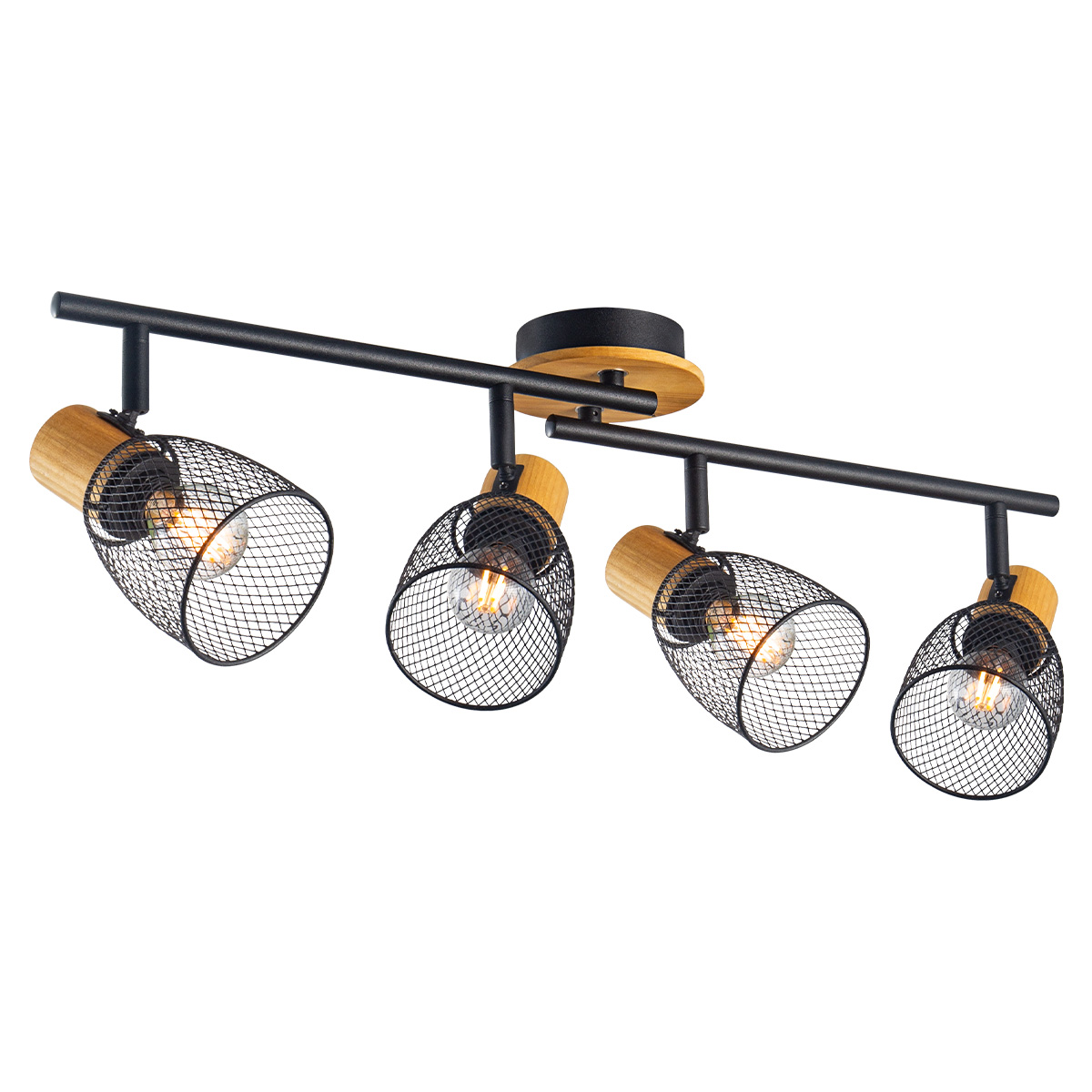 Tangla lighting - TLS7500-04BN - Spotlight 4 Lights - FSC wood- sand black + natural - cup mesh - E14