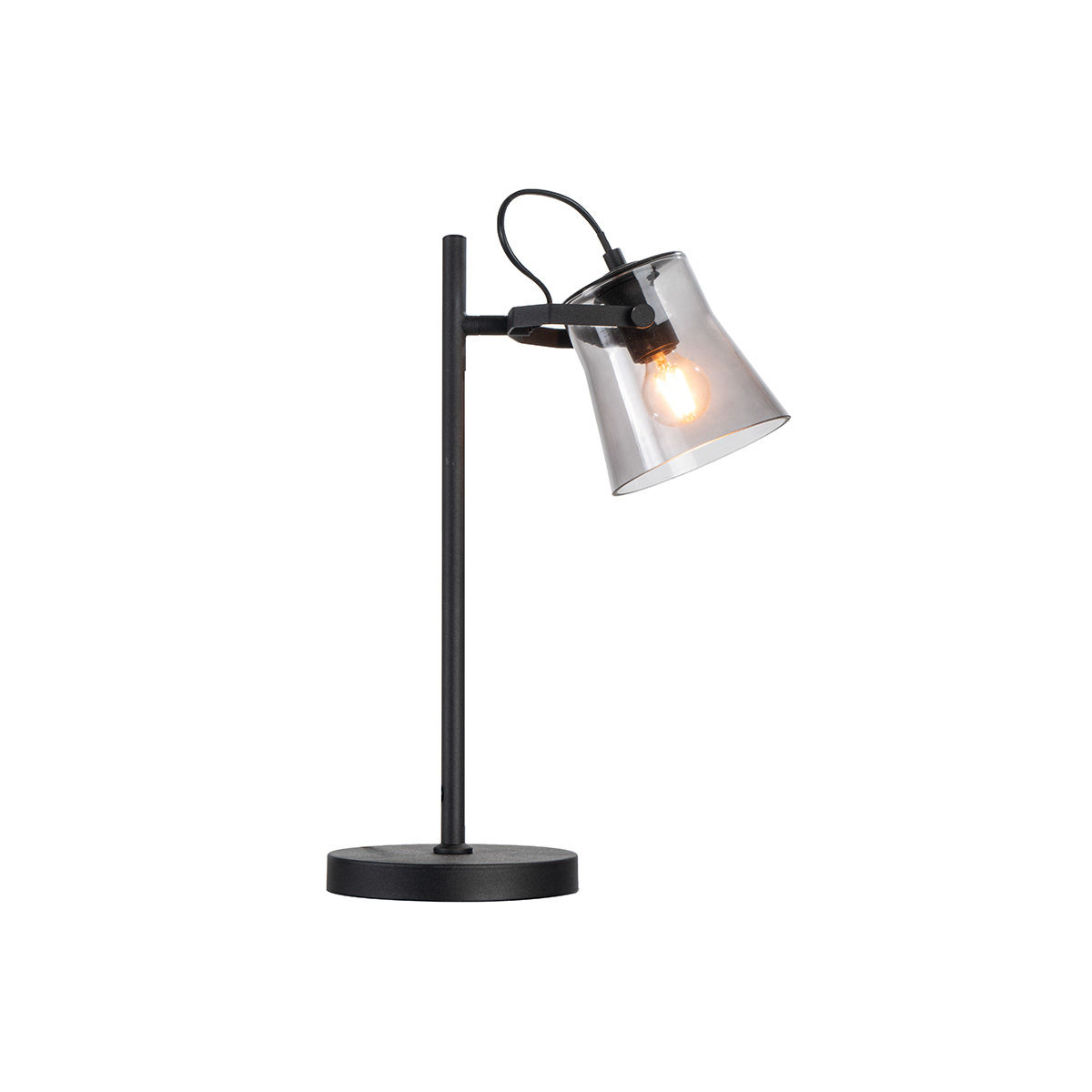 Tangla lighting - TLT7406-01SM - Table lamp 1 Light - metal + glass - sand black + smoke - drum - E14