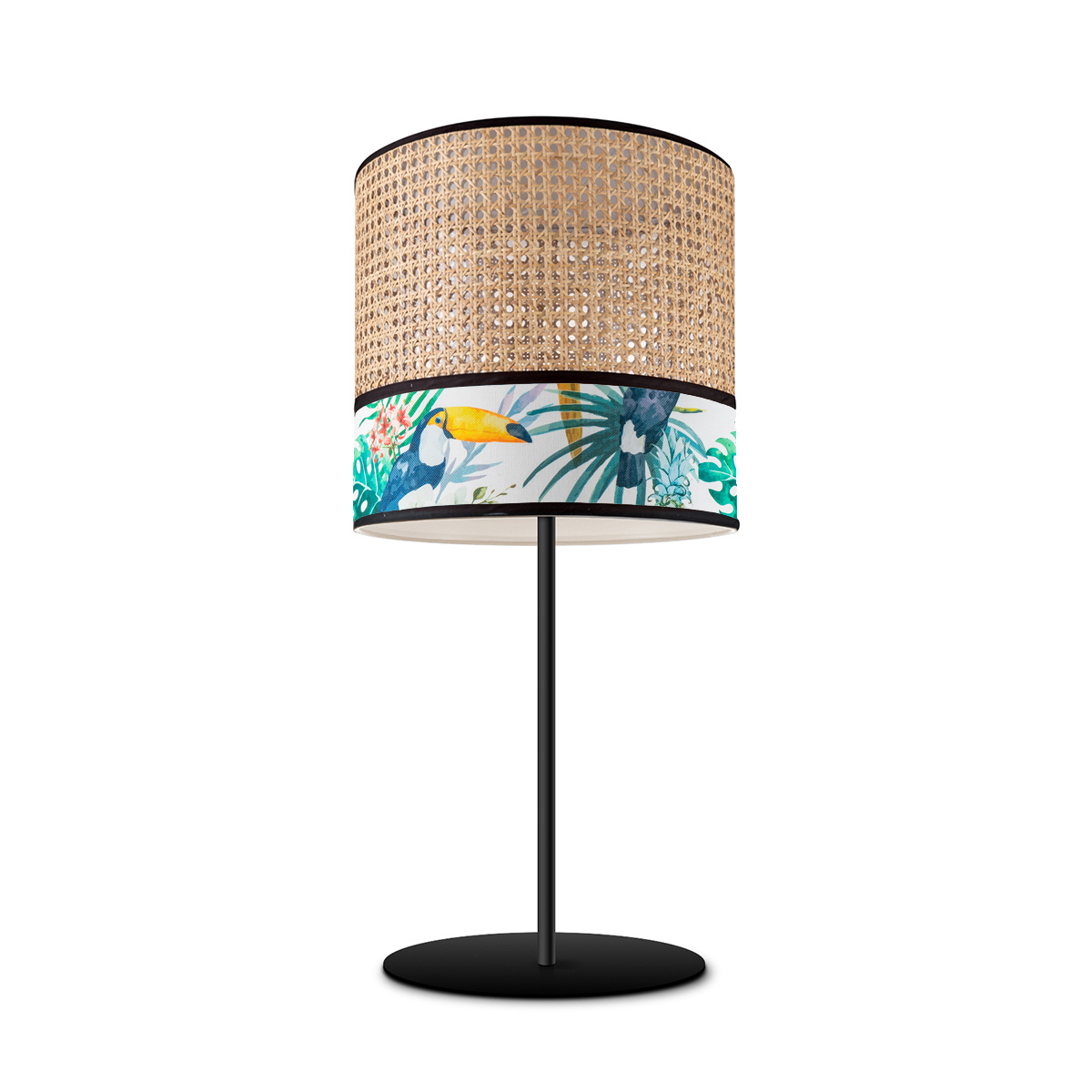 Tangla lighting - TLT7011-25C - Table lamp 1 Light - metal + rattan + TC fabric - spring - natural bird - E27