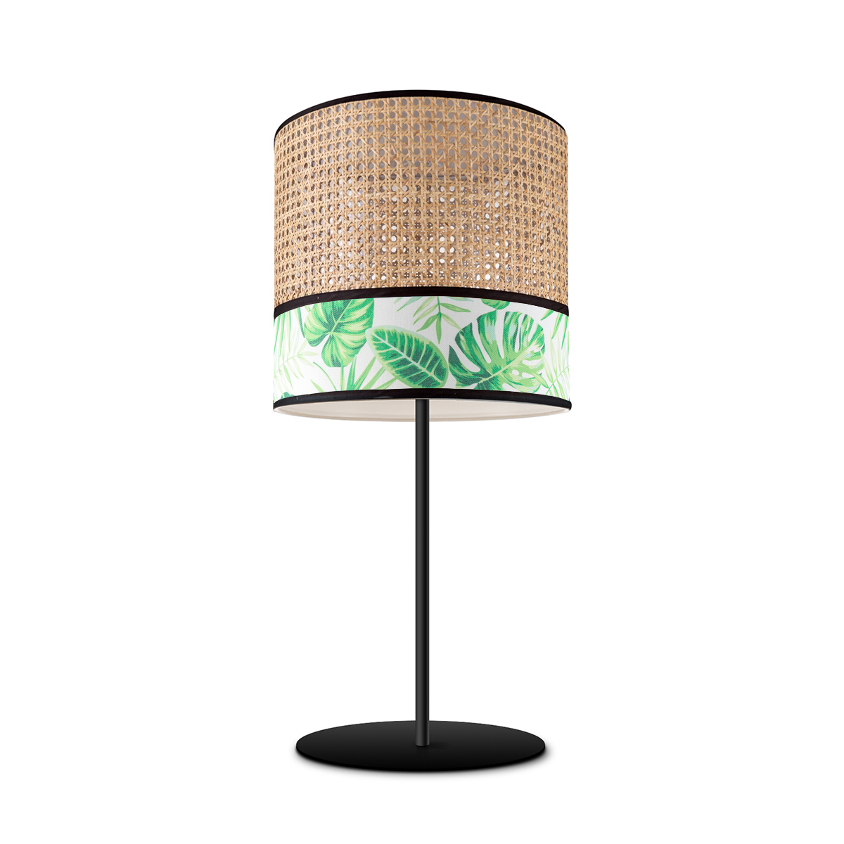Tangla lighting - TLT7011-25A - Table lamp 1 Light - metal + rattan + TC fabric - spring - natural leaf - E27