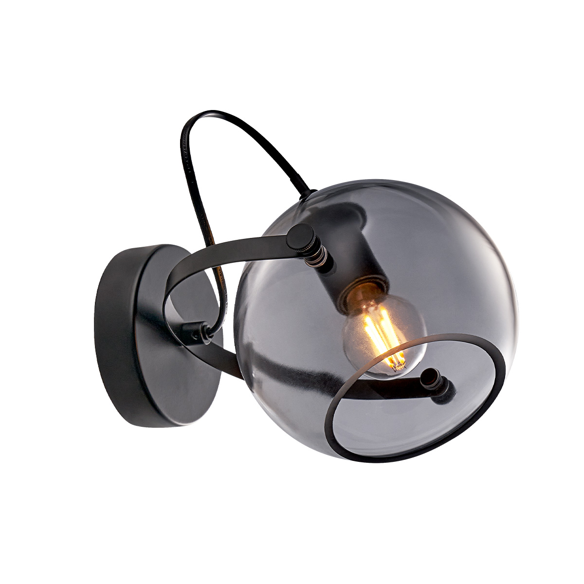 Tangla lighting - TLW7408-01SB - LED Wall lamp 1 Light - metal + glass - sand black + smoke - night - E14