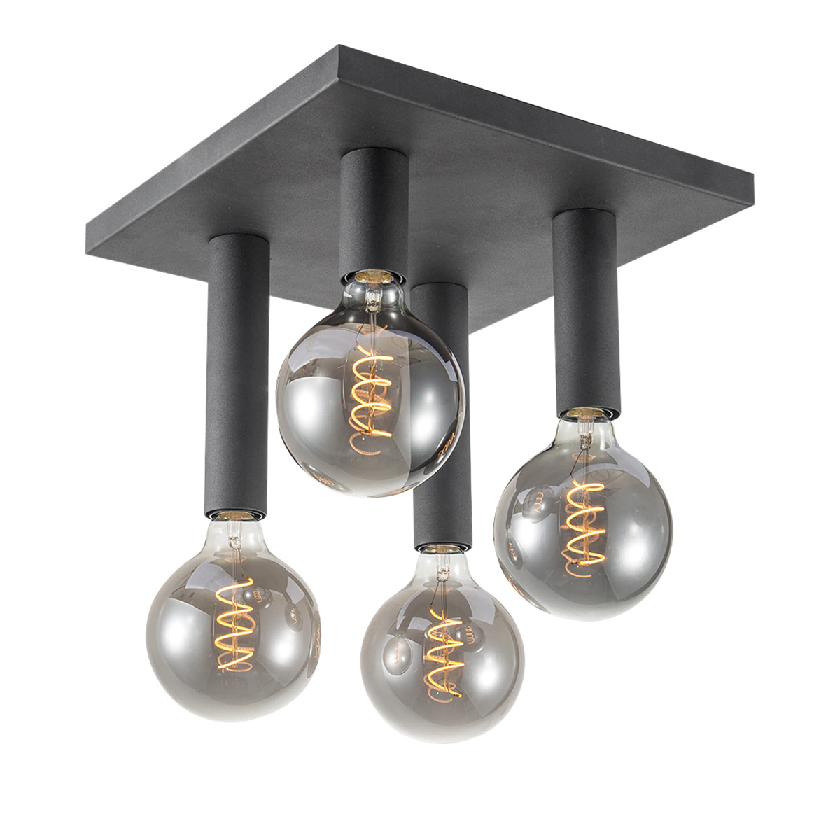 Tangla lighting - TLC5002-04SB - LED ceiling lamp 4 Lights - metal in sand black - drop - square - E27