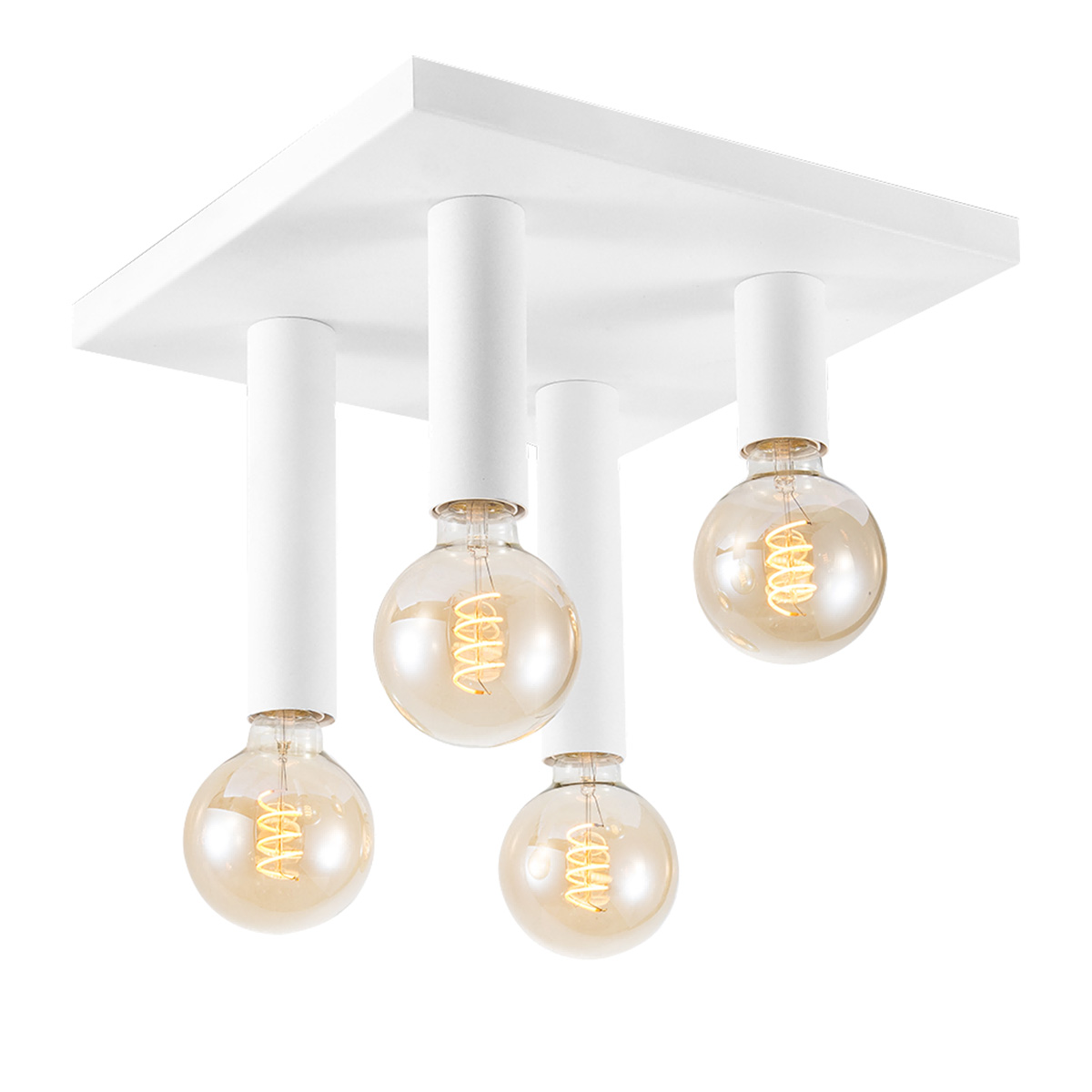Tangla lighting - TLC5002-04SW - LED ceiling lamp 4 Lights - metal in sand white - drop - square - E27