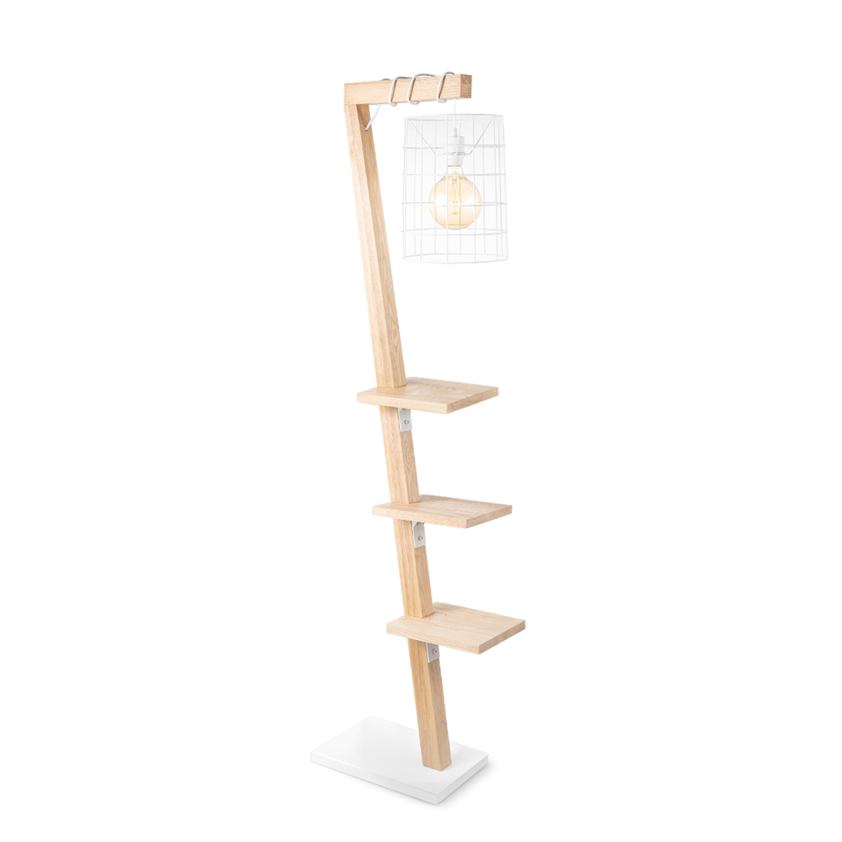 Tangla lighting - TLF2033-01SW - LED floor lamp 1 Light - metal and wood in natural and sand white - ladder - E27