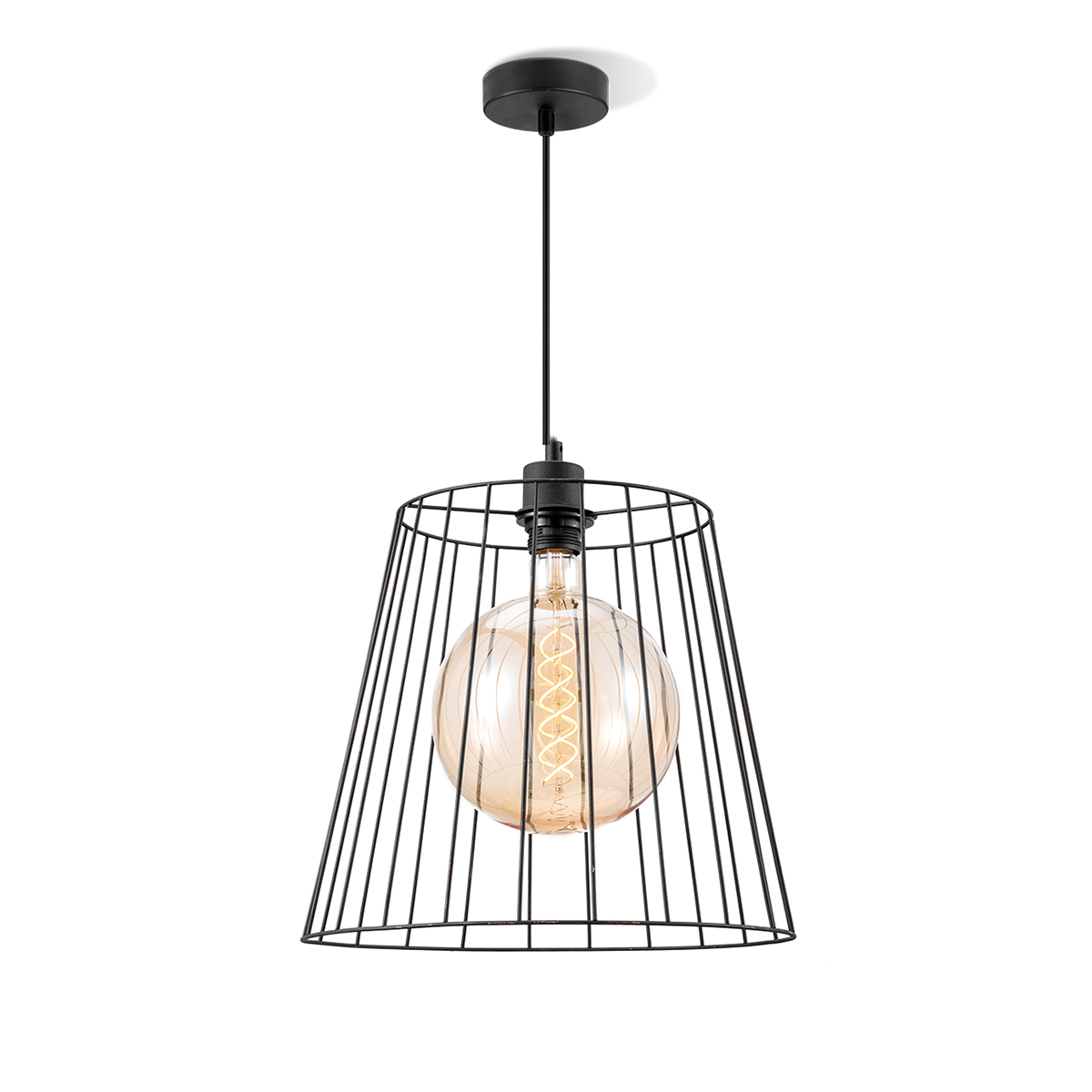 Tangla lighting - TLP4024-01SB - LED pendant lamp 1 Light - metal in sand black - cone frame - large - E27