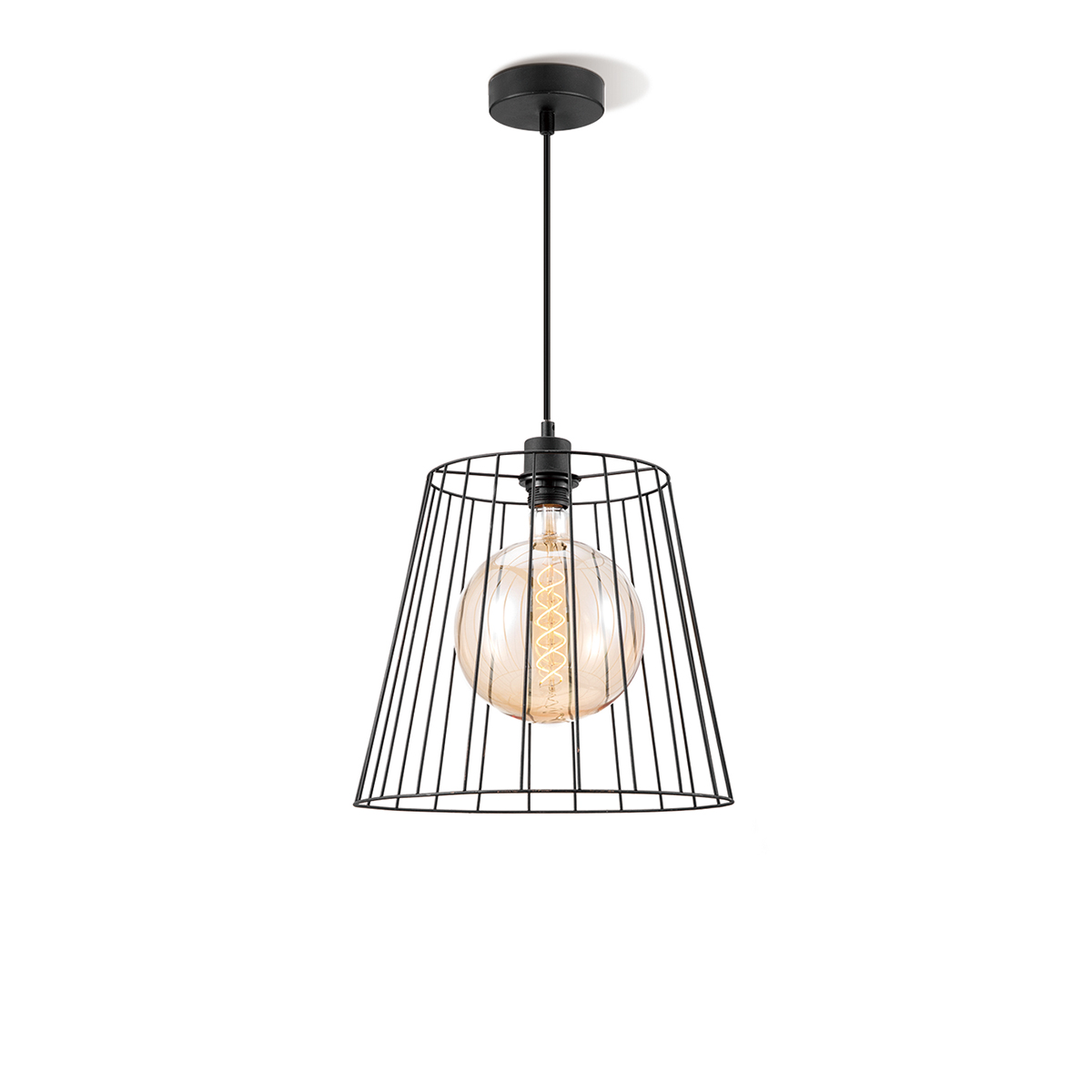 Tangla lighting - TLP4091-01SB - LED pendant lamp 1 Light - metal in sand black - cone frame - medium - E27