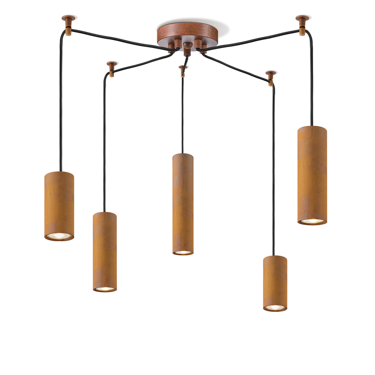 Tangla lighting - TLP4061-05RS - LED pendant lamp 5 Lights - metal in rusty - spider - GU10