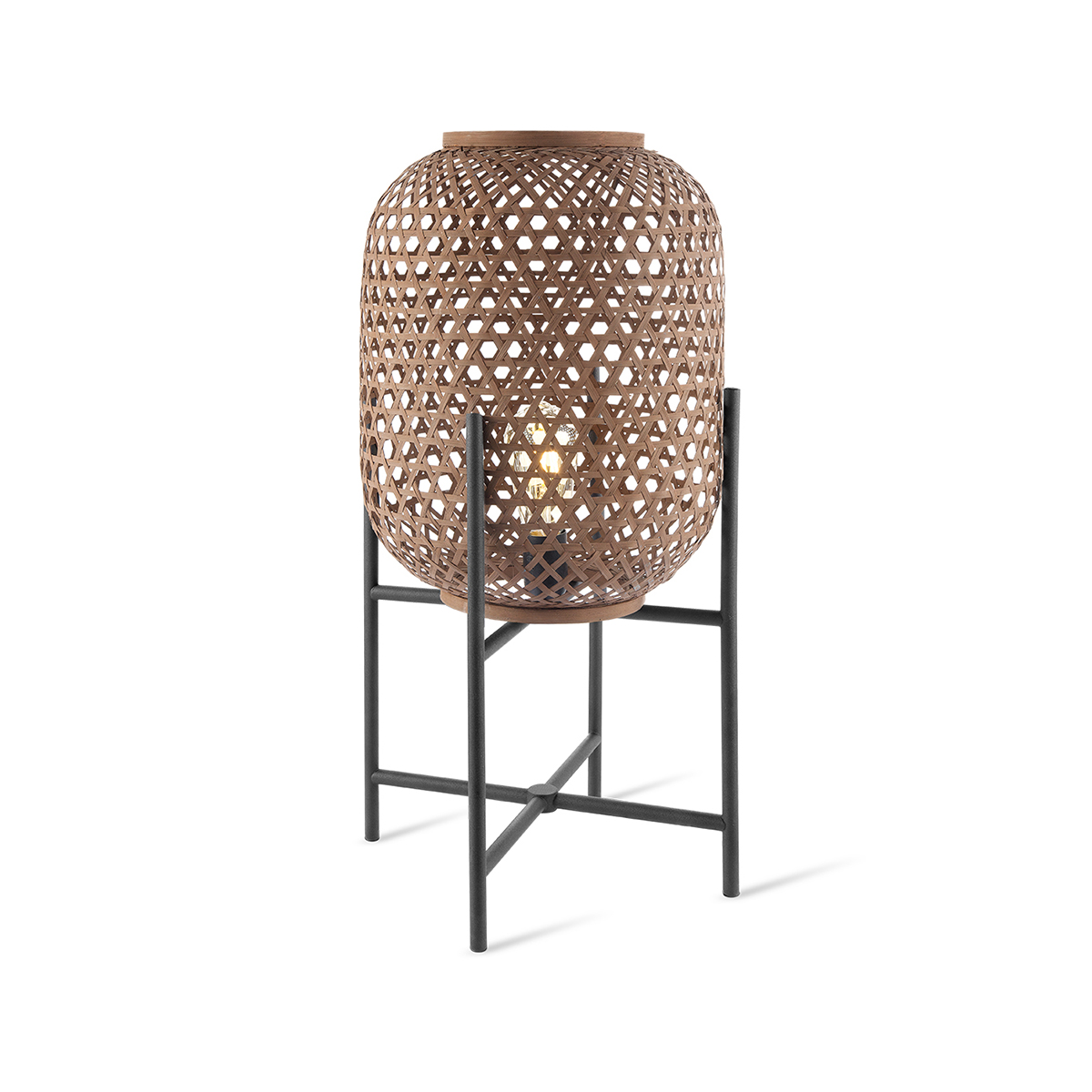 Tangla lighting - TLT1003-01BK - LED table lamp 1 Light - metal and cane in natural and black - general - E27